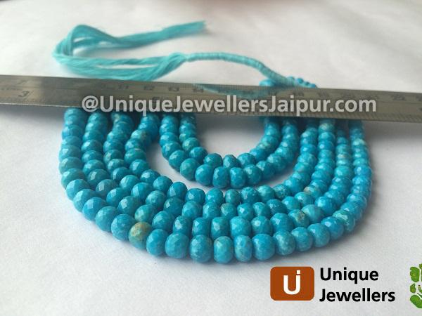 Natural Turquoise Far Faceted Roundelle Beads